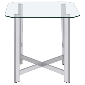  Coaster Furniture Cronin 706567 Square Tempered Glass Top End Table - Chrome IMAGE 1