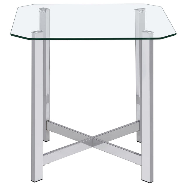  Coaster Furniture Cronin 706567 Square Tempered Glass Top End Table - Chrome IMAGE 1