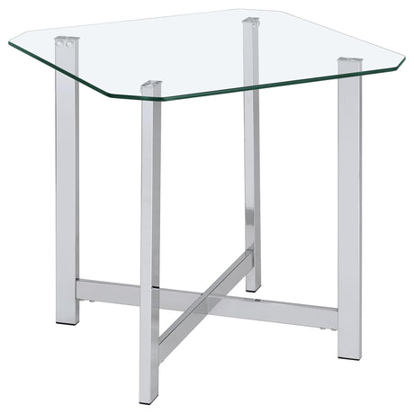  Coaster Furniture Cronin 706567 Square Tempered Glass Top End Table - Chrome IMAGE 2