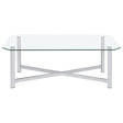  Coaster Furniture Cronin 706568 Rectangular Tempered Glass Top Coffee Table - Chrome IMAGE 1