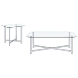 Coaster Furniture Cronin 706568-S2 2-piece Tempered Glass Top Coffee Table Set - Chrome IMAGE 1