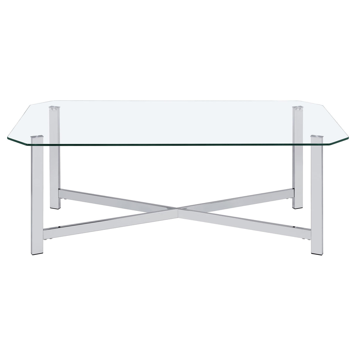  Coaster Furniture Cronin 706568-S2 2-piece Tempered Glass Top Coffee Table Set - Chrome IMAGE 4