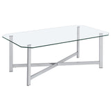  Coaster Furniture Cronin 706568-S2 2-piece Tempered Glass Top Coffee Table Set - Chrome IMAGE 7