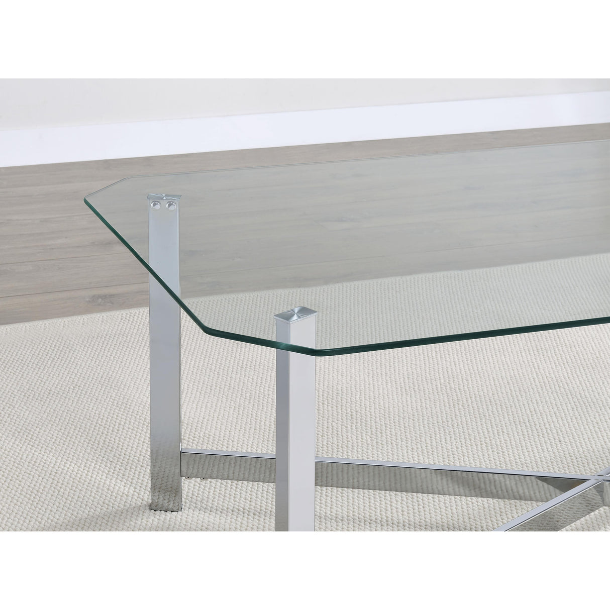  Coaster Furniture Cronin 706568-S2 2-piece Tempered Glass Top Coffee Table Set - Chrome IMAGE 8