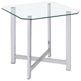  Coaster Furniture Cronin 706568-S3 3-piece Tempered Glass Top Coffee Table Set - Chrome IMAGE 10