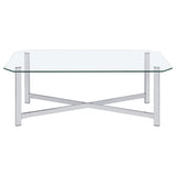  Coaster Furniture Cronin 706568-S3 3-piece Tempered Glass Top Coffee Table Set - Chrome IMAGE 4