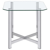  Coaster Furniture Cronin 706568-S3 3-piece Tempered Glass Top Coffee Table Set - Chrome IMAGE 5