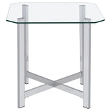  Coaster Furniture Cronin 706568-S3 3-piece Tempered Glass Top Coffee Table Set - Chrome IMAGE 6