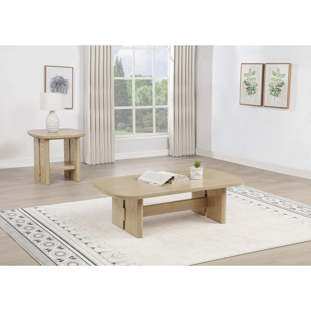  Coaster Furniture Kailani 706588-S2 2-piece Coastal Coffee and End Table Set - Beige Oak IMAGE 2