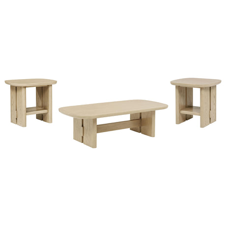  Coaster Furniture Kailani 706588-S3 3-piece Coastal Coffee and End Table Set - Beige Oak IMAGE 1