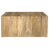  Coaster Furniture Benton 706838 Square Solid Mango Wood Coffee Table - Natural IMAGE 4