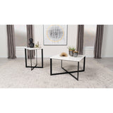  Coaster Furniture Tobin 707698-S2 2-piece Marble Top Coffee and End Table Set - White IMAGE 2