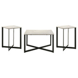  Coaster Furniture Tobin 707698-S3 3-piece Marble Top Coffee and End Table Set - White IMAGE 1