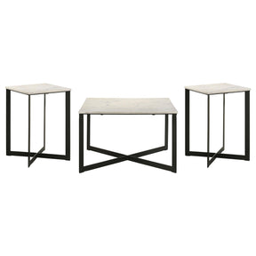  Coaster Furniture Tobin 707698-S3 3-piece Marble Top Coffee and End Table Set - White IMAGE 1