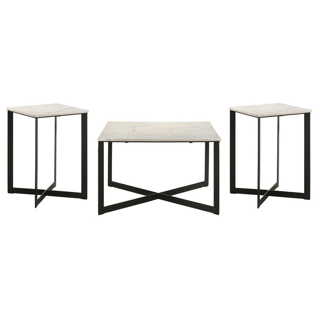 Coaster Furniture Tobin 707698-S3 3-piece Marble Top Coffee and End Table Set - White IMAGE 1