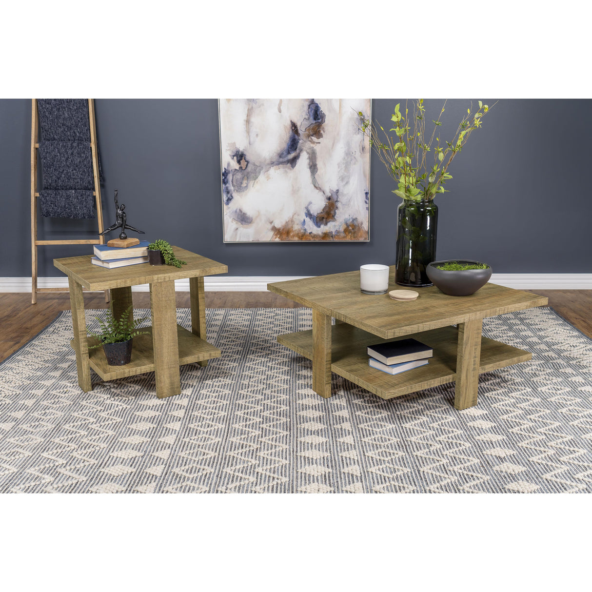  Coaster Furniture Dawn 707718-S2 2-piece Round Coffee and End Table Set - Mango Brown IMAGE 2