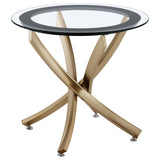 Coaster Furniture Brooke 707888-S3 3-piece Round Coffee and End Table Set - Rose Brass IMAGE 3