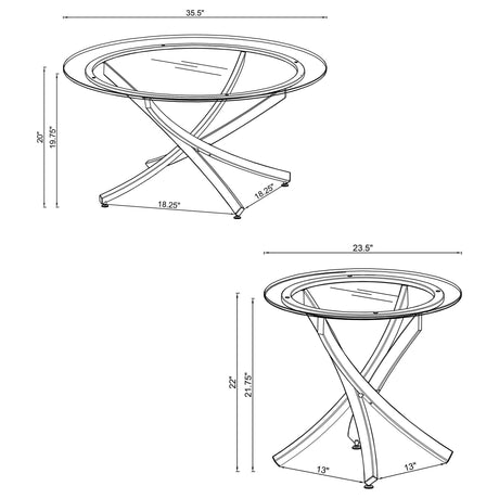  Coaster Furniture Brooke 707888-S3 3-piece Round Coffee and End Table Set - Rose Brass IMAGE 5