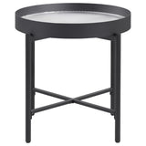  Coaster Furniture Ozella 707897 Round Side Table with Recessed Top - Sandy Black IMAGE 1