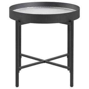  Coaster Furniture Ozella 707897 Round Side Table with Recessed Top - Sandy Black IMAGE 1