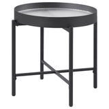  Coaster Furniture Ozella 707897 Round Side Table with Recessed Top - Sandy Black IMAGE 4