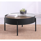  Coaster Furniture Ozella 707898 Round Coffee Table with Hidden Storage - Sandy Black IMAGE 3