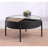  Coaster Furniture Ozella 707898 Round Coffee Table with Hidden Storage - Sandy Black IMAGE 6