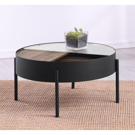  Coaster Furniture Ozella 707898 Round Coffee Table with Hidden Storage - Sandy Black IMAGE 6