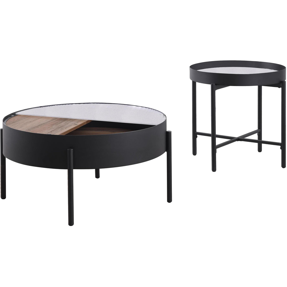  Coaster Furniture Ozella 707898-S2 2-piece Round Coffee and End Table Set - Sandy Black IMAGE 5