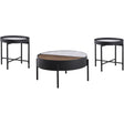  Coaster Furniture Ozella 707898-S3 3-piece Round Coffee and End Table Set - Sandy Black IMAGE 1