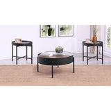  Coaster Furniture Ozella 707898-S3 3-piece Round Coffee and End Table Set - Sandy Black IMAGE 2
