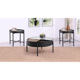  Coaster Furniture Ozella 707898-S3 3-piece Round Coffee and End Table Set - Sandy Black IMAGE 3