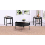  Coaster Furniture Ozella 707898-S3 3-piece Round Coffee and End Table Set - Sandy Black IMAGE 4