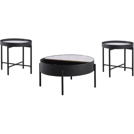  Coaster Furniture Ozella 707898-S3 3-piece Round Coffee and End Table Set - Sandy Black IMAGE 6