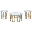  Coaster Furniture Monett 708058-S3 3-piece Coffee and End Table Set - Chocolate Chrome IMAGE 1