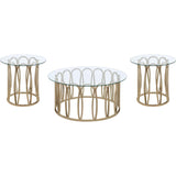  Coaster Furniture Monett 708058-S3 3-piece Coffee and End Table Set - Chocolate Chrome IMAGE 1