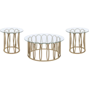  Coaster Furniture Monett 708058-S3 3-piece Coffee and End Table Set - Chocolate Chrome IMAGE 1