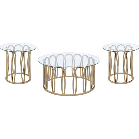 Coaster Furniture Monett 708058-S3 3-piece Coffee and End Table Set - Chocolate Chrome IMAGE 1