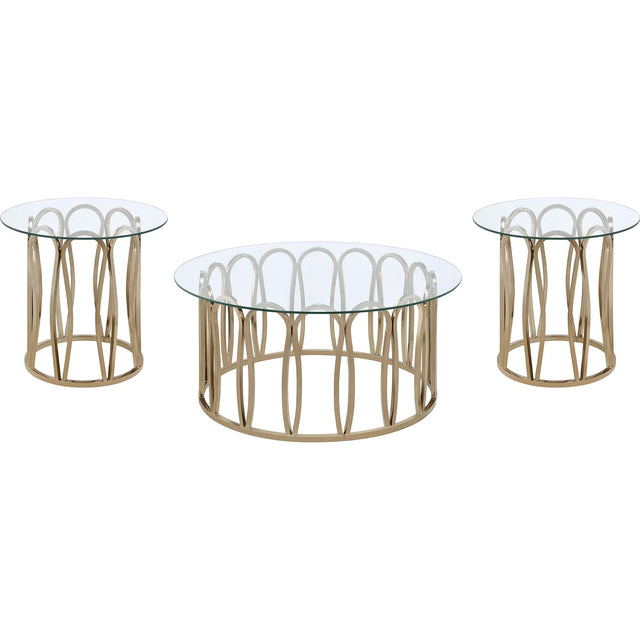  Coaster Furniture Monett 708058-S3 3-piece Coffee and End Table Set - Chocolate Chrome IMAGE 1