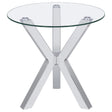  Coaster Furniture Kenzie 708127 Round Tempered Glass Top Side Table - Chrome IMAGE 1