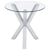  Coaster Furniture Kenzie 708127 Round Tempered Glass Top Side Table - Chrome IMAGE 4