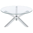  Coaster Furniture Kenzie 708128 Round Tempered Glass Top Coffee Table - Chrome IMAGE 1