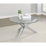  Coaster Furniture Kenzie 708128 Round Tempered Glass Top Coffee Table - Chrome IMAGE 6