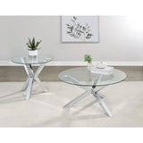  Coaster Furniture Kenzie 708128 Round Tempered Glass Top Coffee Table - Chrome IMAGE 7