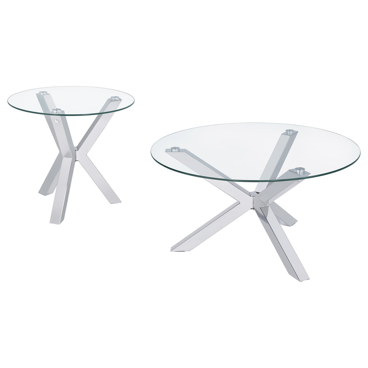  Coaster Furniture Kenzie 708128-S2 2-piece Round Coffee and End Table Set - Chrome IMAGE 1