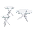  Coaster Furniture Kenzie 708128-S3 3-piece Round Coffee and End Table Set - Chrome IMAGE 1