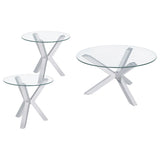  Coaster Furniture Kenzie 708128-S3 3-piece Round Coffee and End Table Set - Chrome IMAGE 1