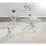  Coaster Furniture Kenzie 708128-S3 3-piece Round Coffee and End Table Set - Chrome IMAGE 2
