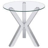  Coaster Furniture Kenzie 708128-S3 3-piece Round Coffee and End Table Set - Chrome IMAGE 4