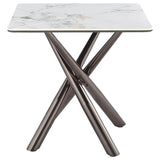  Coaster Furniture Carvell 708137 Square Sintered Stone Side Table Mirage - White IMAGE 1